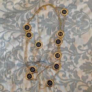 Lilly Pulitzer Gold and Navy Button Necklace